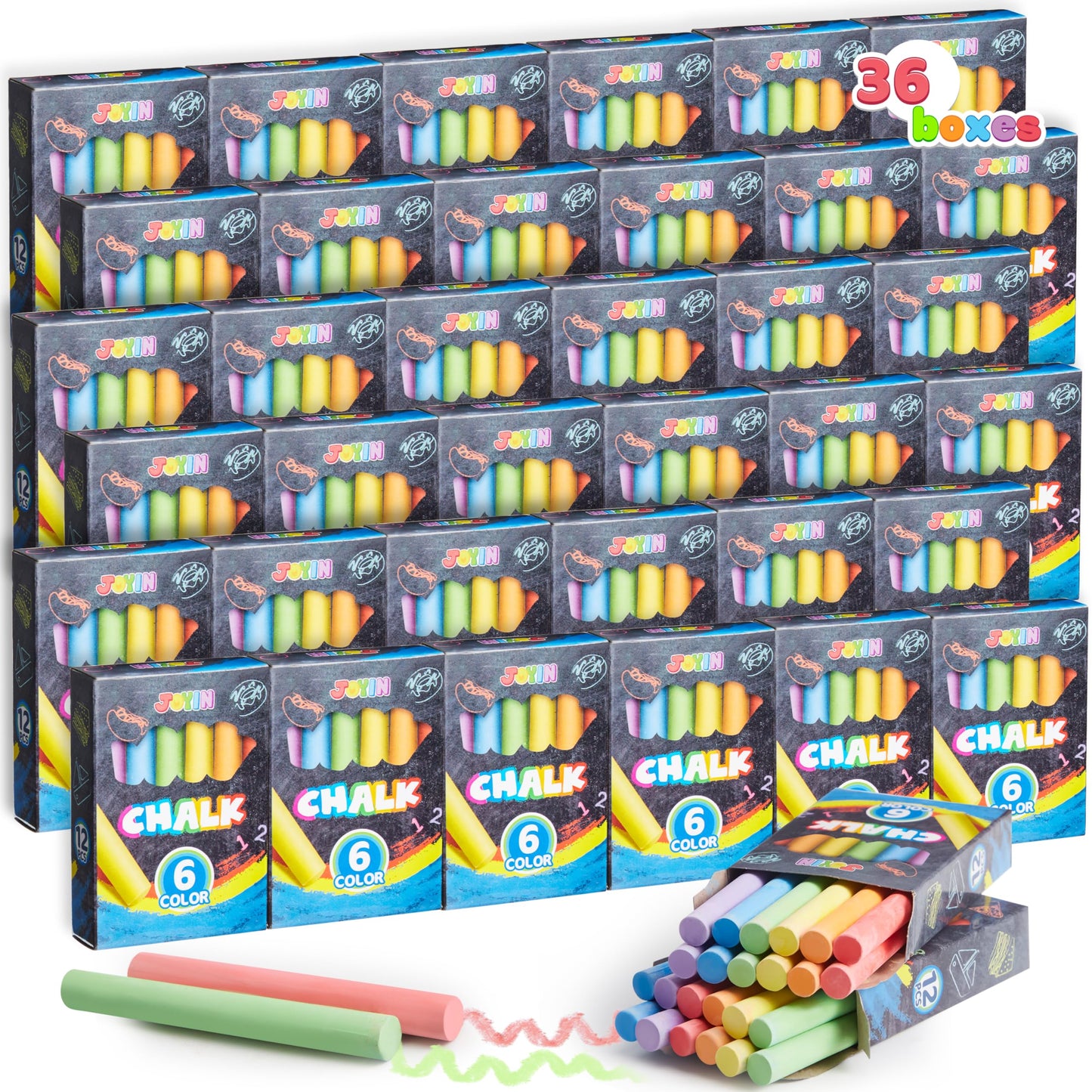 Joyin 432 Counts Mini Chalk Set For Kids, Non-Toxic Mini Chalk For Boys Girls 3+, School Supplies For Teachers, Goody Bag Fillers, Classroom Prizes Gifts (36 Boxes)