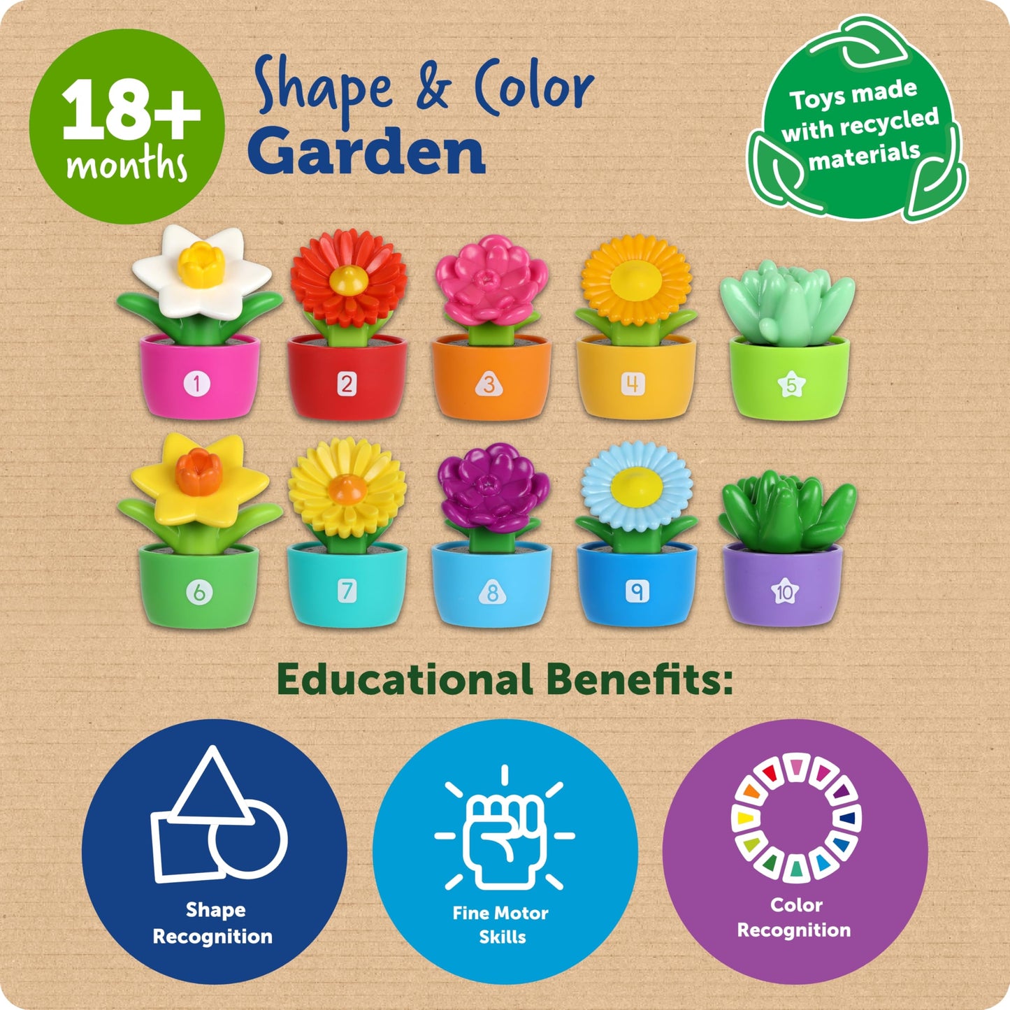 Learning Resources Shape & Color Garden - Toddler Toys, Eco Friendly Products For Kids, Easter Toys For Kids, Ages 18+ Months
