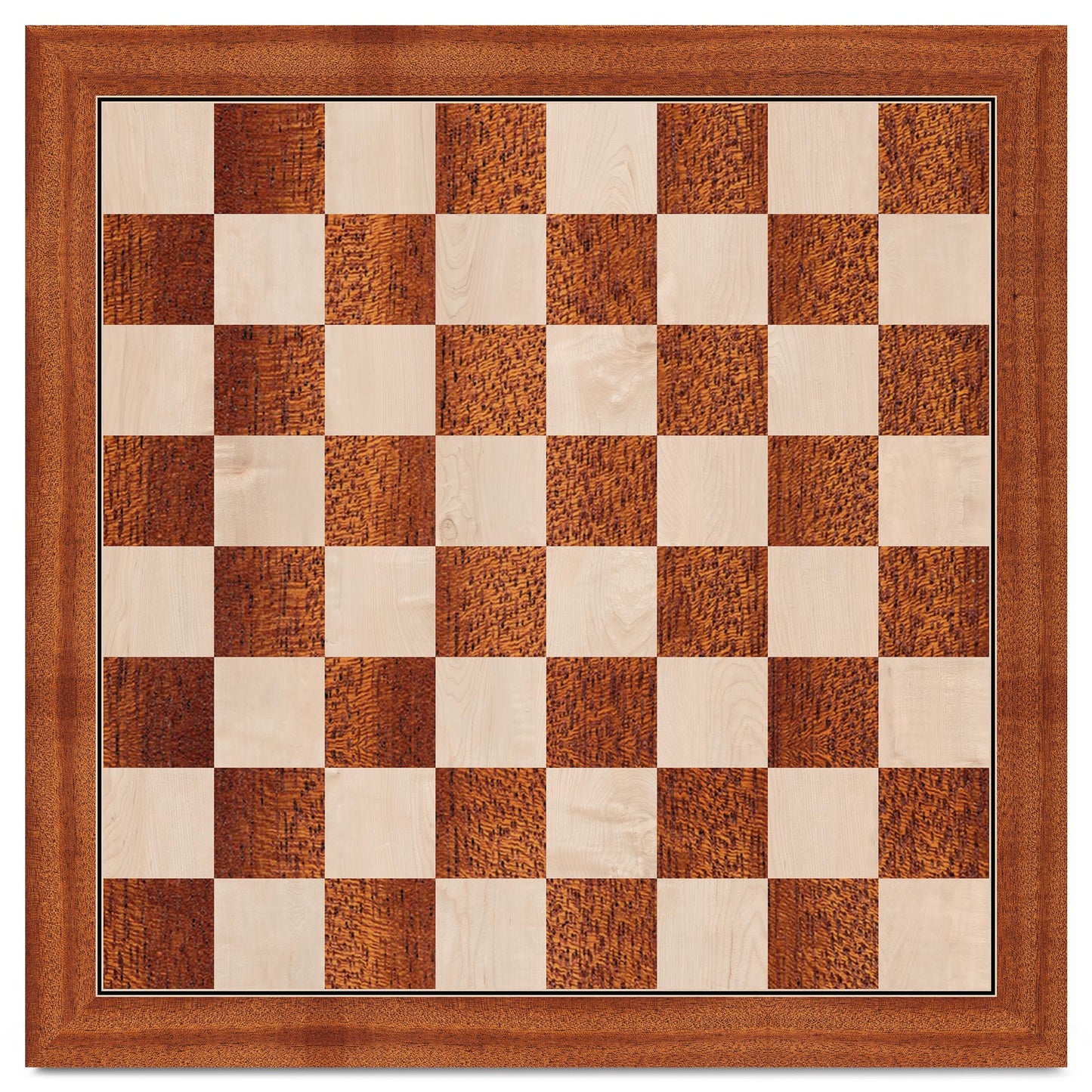A&A 21.25' Professional Wooden Tournament Chess Board/Mahogany & Maple Inlaid / 2.25' Squares W/O Notation