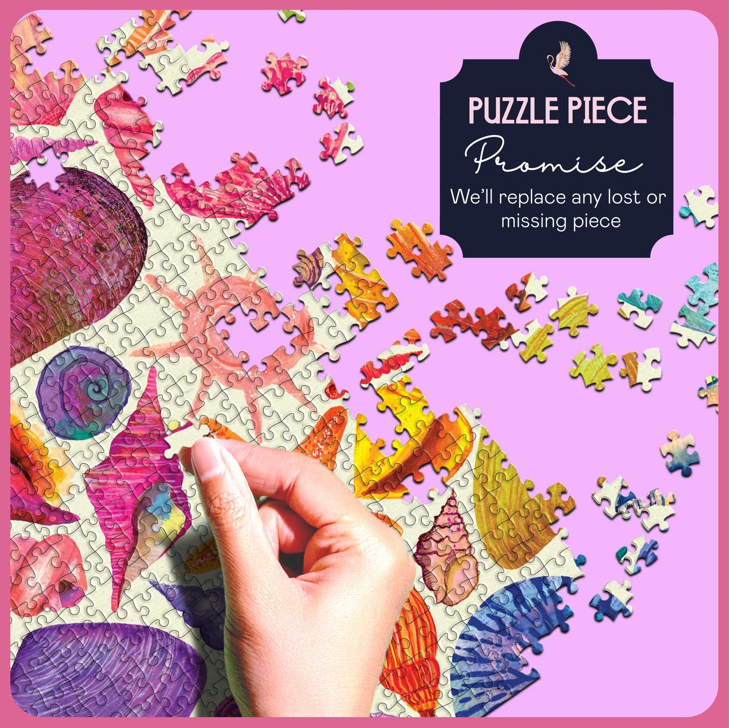 Elena Essex 1000 Piece Puzzle For Adults - Sea Shells, Puzzles For Adults 1000 Pieces, Colorful Beach Ocean Seashell, Puzzle 100