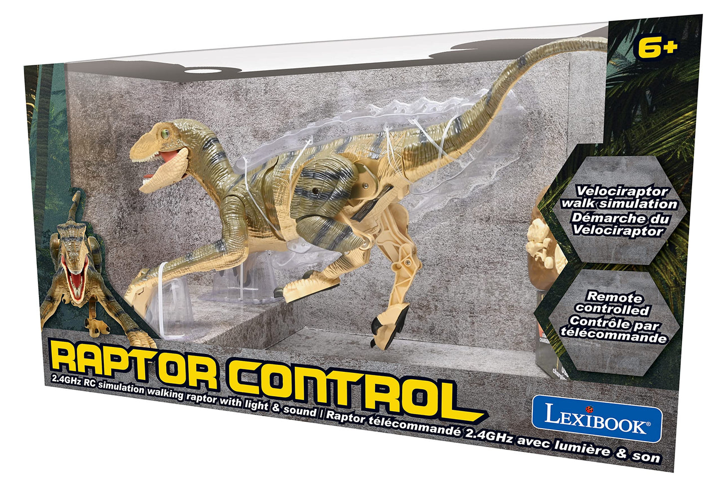 Lexibook, Rc Raptor Control, Realistic Remote Controlled Dinosaur, Articulated Movements, Roars, Light Effects, Rechargeable, Fossil Remote Control Included, Dino01