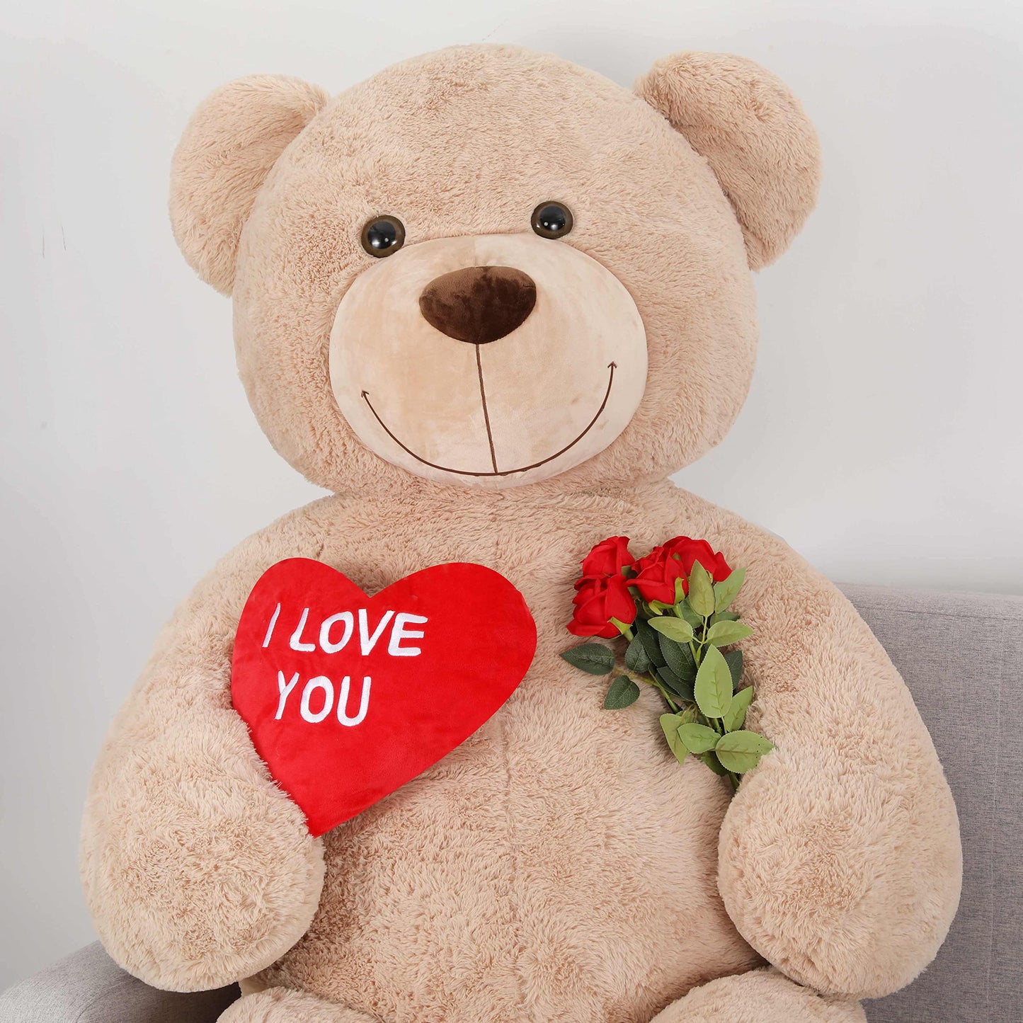 Tezituor Giant Teddy Bear 6Ft Stuffed Animals - I Love You Red Heart Jumbo Human Size Teddy Bear For Girlfriend,Boyfriend,Wife