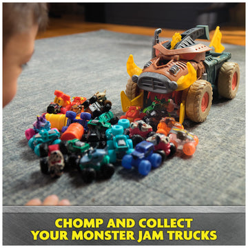 Monster Jam Mini Jam, Megalodon Mad Hog Chomper And Monster Truck, Fun Cleanup And Storage, Kids Toy Gifts For Boys And Girls Ag