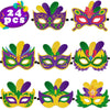 24PCS Mardi Gras Crafts in Bulk - Felt Face Masks DIY Arts Kit, Party Favors Activities Supplies