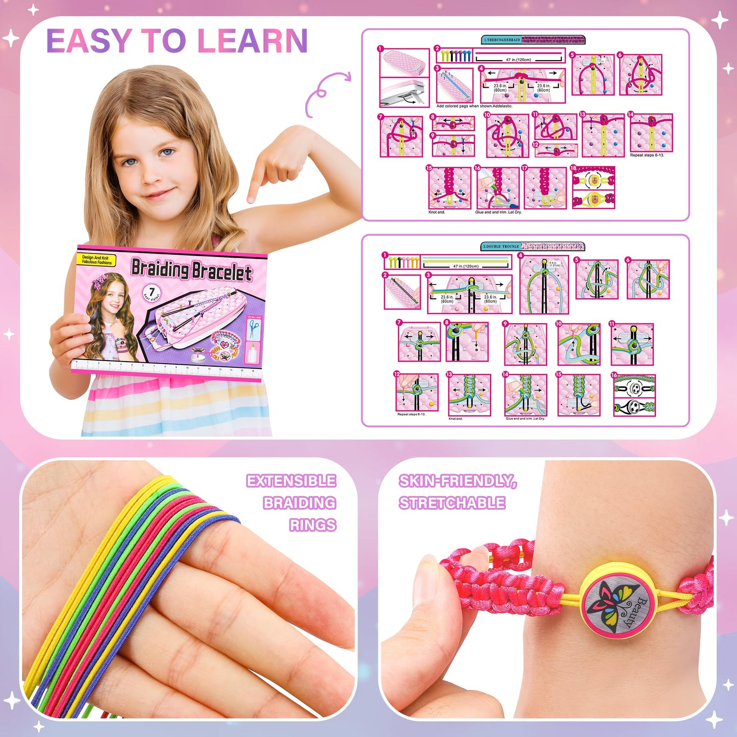Dpai Friendship Bracelet Making Kit For Girls,Diy Arts And Crafts Toys,Jewelry String Maker Kit,The Best Birthday Gifts Ideas For Girls 6 7 8 9 10 11 12+ Years Old(Purple)
