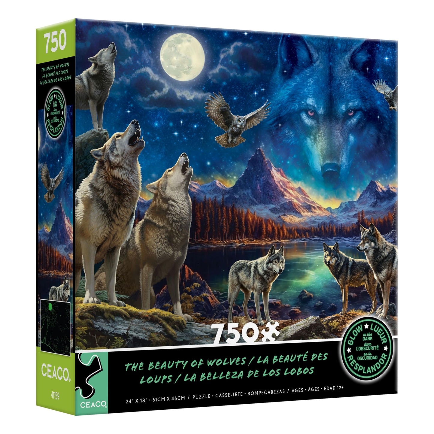 Ceaco - Glow In The Dark - The Beauty Of Wolves - 750 Piece Jigsaw Puzzle