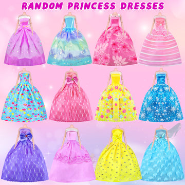 79 Pcs Doll Clothes And Accessories With Doll, Princess Gowns, Fashion Dresses, Slip Dresses, Top, Pants, Jumpsuit, Swimsuits, Shoes, Hangers, Doll Dress Up Toys For Girls Kids Toddlers Toy Gifts
