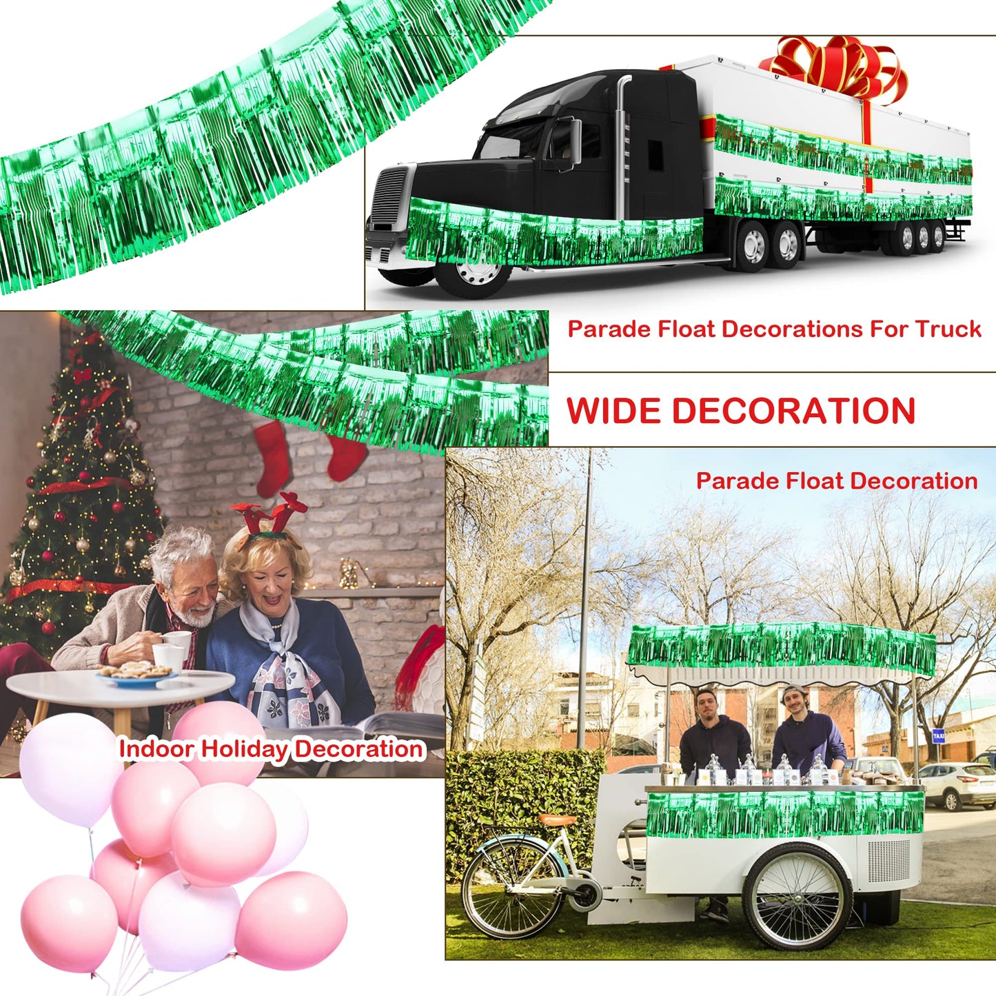 2 Pack Iridescent Float Fringe Curtains, Metallic Streamers Foil Fringe Garland Shiny Tassel Foil Parade Float Decorations for T