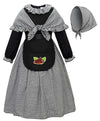 Relibeauty Pioneer Costume Girls Prairie Costume Medieval Faire With Shawl,Apron And Hat