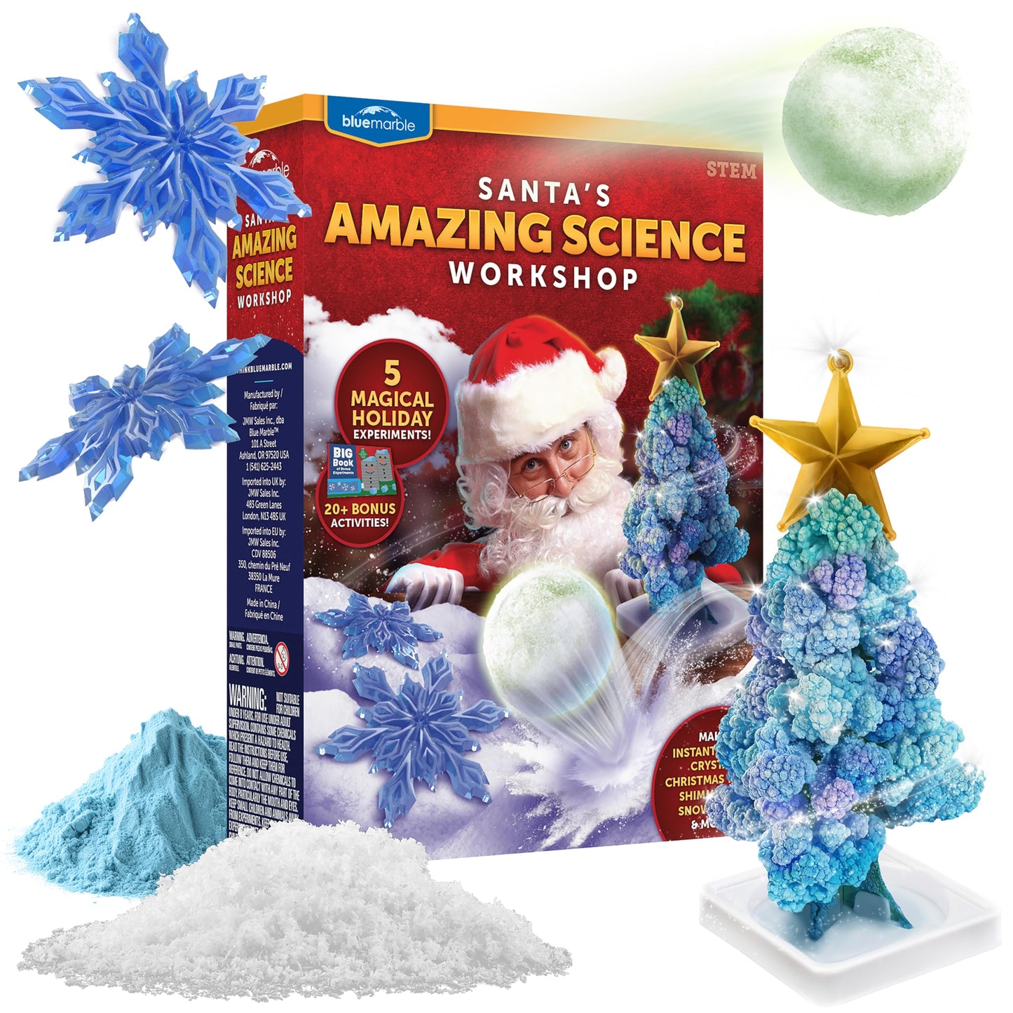 Santa'S Christmas Science Workshop - Holiday Stem Kit For Kids With 5 Magical Experiments & 20 Bonus Activities, Educational Sci