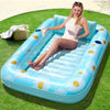 SLOOSH Inflatable Tanning Pool Lounger Float 70 x 46 Pool Floats mature-themed with Pillow 4 in 1 Suntan Tub Raft Floatie Sunbathing Bed Lounge for Water Blow Up Ball Pit Party Gifts Blue Daisy
