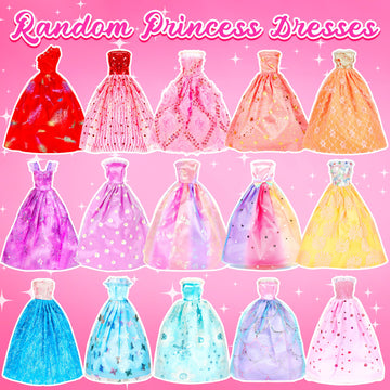 93 Pcs Doll Clothes And Accessories With Doll, Wedding Gown Dresses, Tops And Pants, Fashion Dresses, Swimming Suits, Shoe, Hangers,Doll Dress Up Toys For Girls In Gifts Package