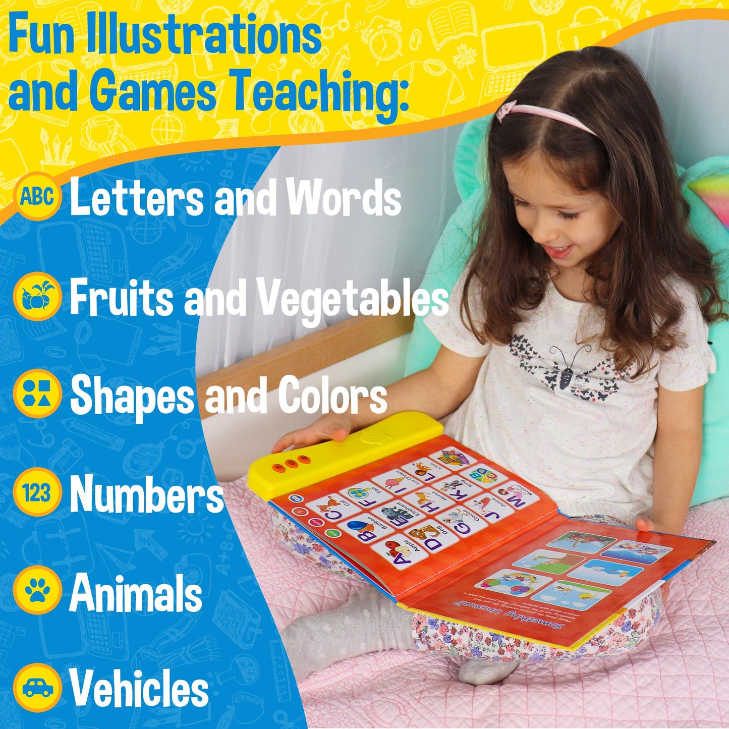 Abc Learning For Toddlers Sound Book, Ideal For Learning & Education Toys, Speech Therapy Toys, Preschool Learning Toys, 8 Page