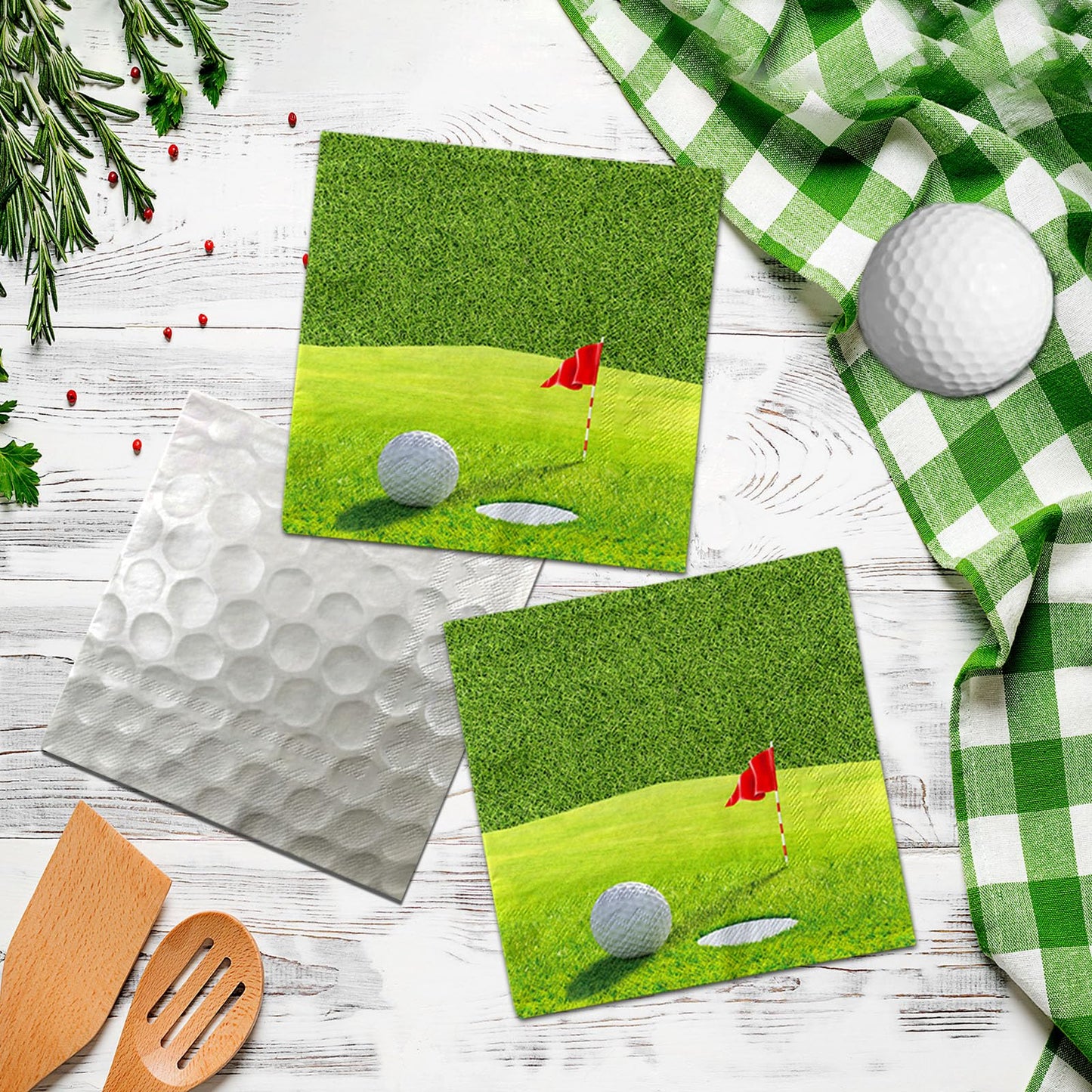Golf Party Decorations-40Pcs Golf Themed Napkins Hole In One Golf Disposable Paper Napkins For Sports Party Supplies