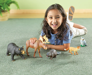 Learning Resources Jumbo Forest Animals - 5 Pieces, Ages 3+ Pretend Play Animals For Toddlers, Preschool Learning Toys, Kids Pla