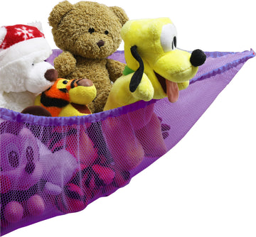 Simple Houseware 2 Pk - Stuffed Animals Jumbo Toy Storage Hammock, Purple