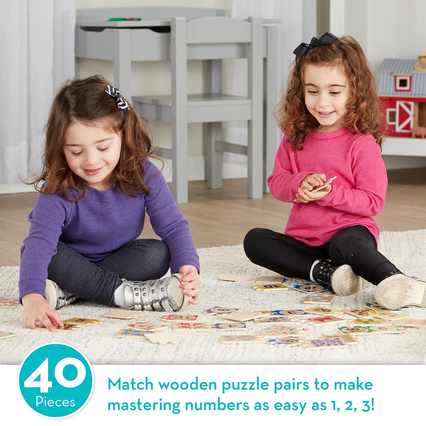 Melissa & Doug Self-Correcting Wooden Number Puzzles With Storage Box (40 Pcs)