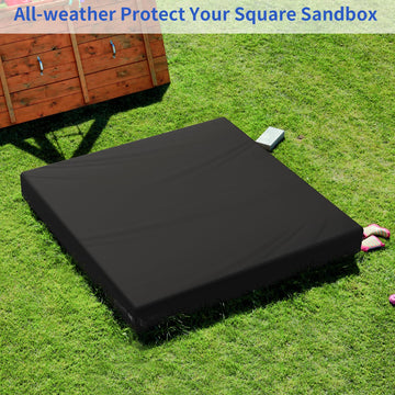 Yexcend Sandbox Cover, 420D Oxford Cloth Waterproof Outdoor Square Sand Box Cover For Kids, Protect Sandbox Sand And Toys(Black,