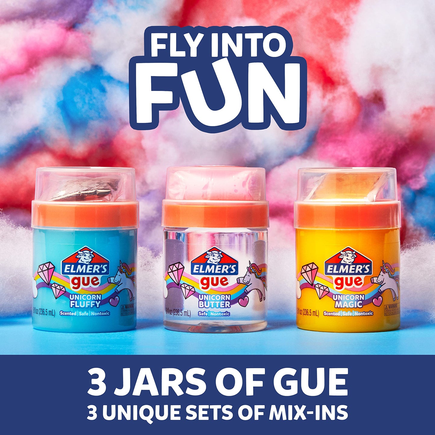 Elmer'S Gue Premade Slime, Unicorn Dream Slime Kit, Includes Fun, Unique Add-Ins, Variety Pack, 3 Count