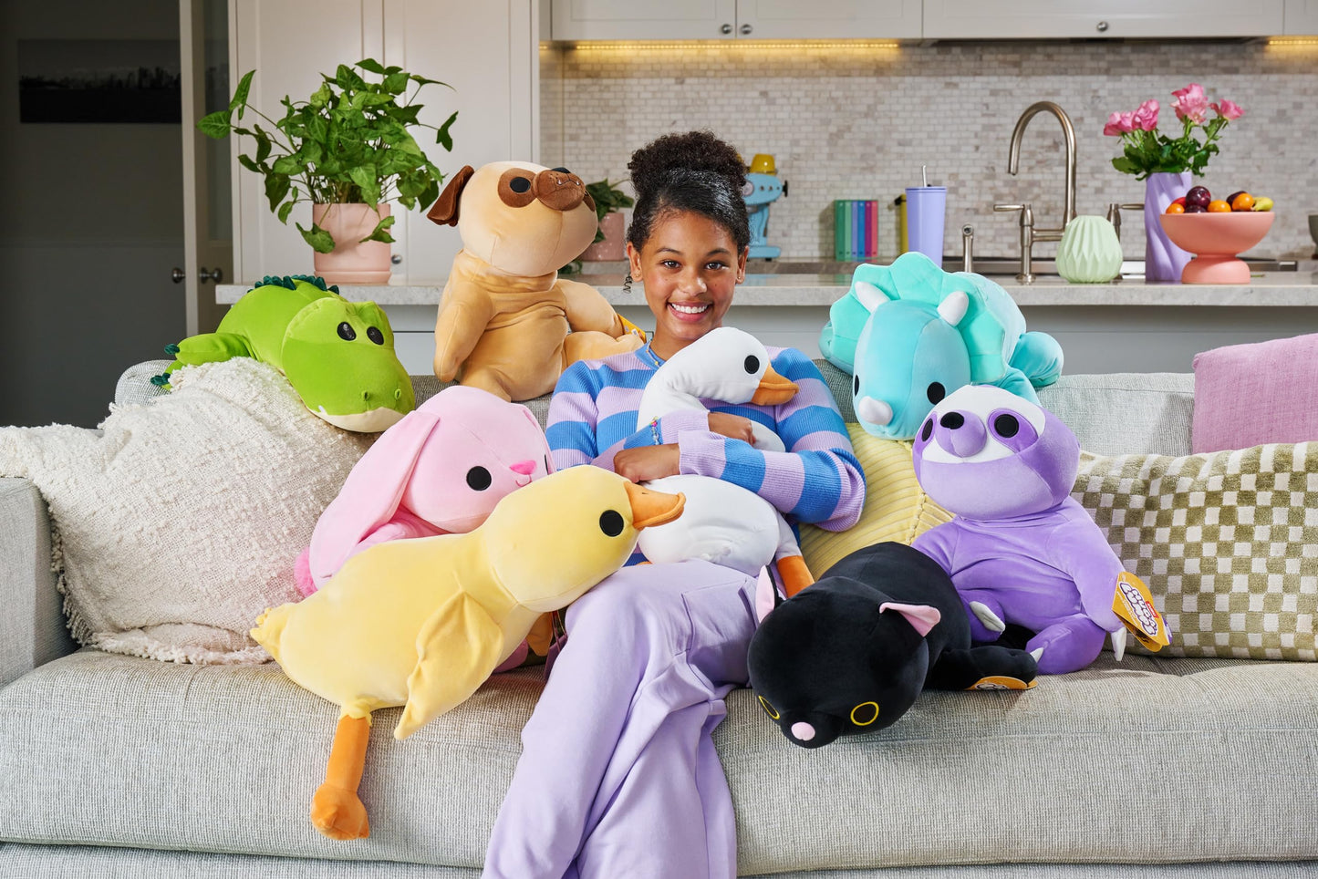 Hug-A-Lumps Dino Weighted Plush 3.3 lbs - Cuddly Anti-Stress Comfort Toy by ZURU, Perfect for Squishy Hugs and Relaxation
