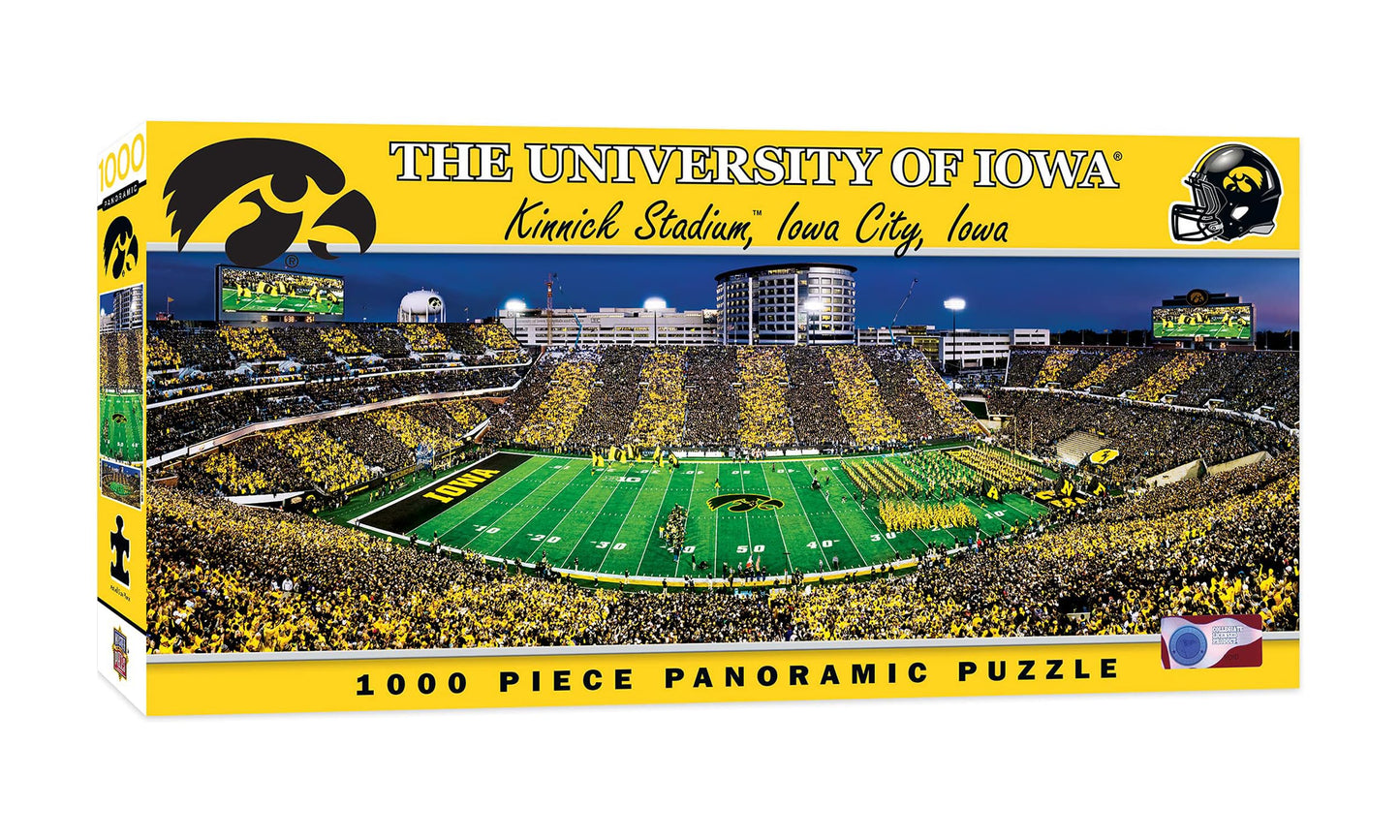 Masterpieces - 1000 Piece Jigsaw Puzzle, Ncaa Iowa Hawkeyes, Panoramic Football Stadium View, Fun For Adults And Family, 13'X39