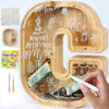 weallbuy Large Letter Piggy Bank for Kids Boys Girls Wooden Personalized Piggy Banks A-Z with Target Area Clear Alphabet Banknote Coin Banks for Gift Decoration Baptism (C)
