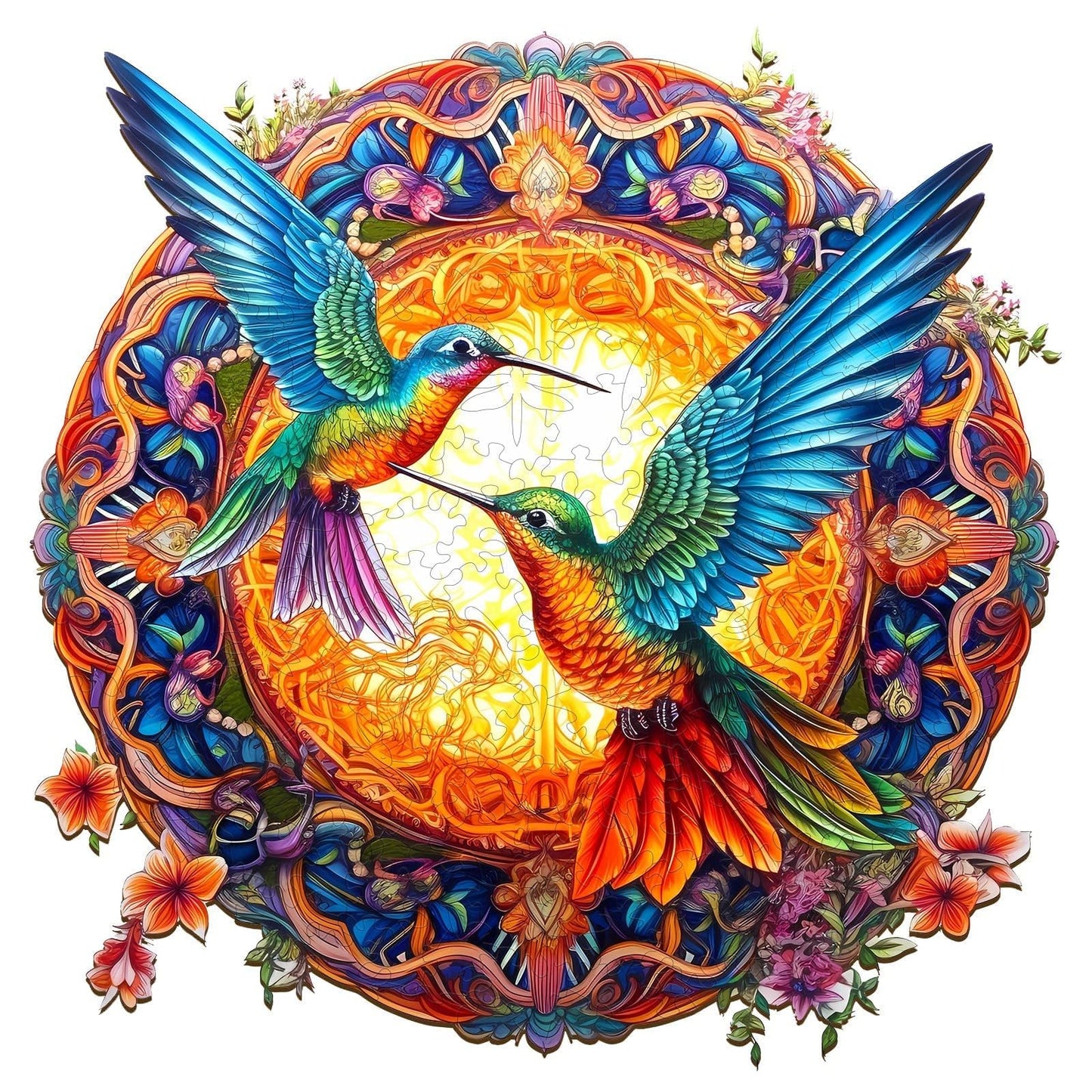 Wooden Puzzles For Adults - Hummingbird Wooden Puzzle, Mandala Unique Shaped Wooden Jigsaw Puzzles For Adults, Wood Puzzles Adul