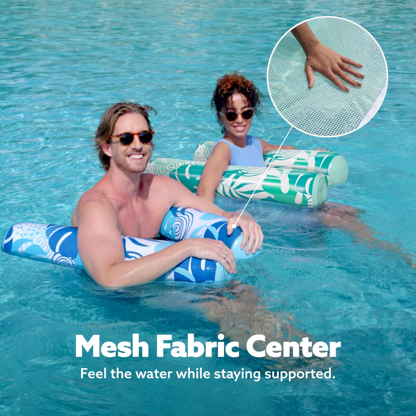 Sloosh 2 Tropical Leaves Packs Hammock Pool Floats Adults, 4-In-1 Multi-Purpose Inflatable Pool Floaties Pvc Water Hammock Loung