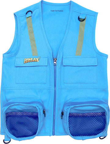 Eagle Eye Explorer M/L Combination Set Fits Youth Sizes 8-12: 1 Light Blue Cargo Vest For Kids With Reflective Safety Straps & 1