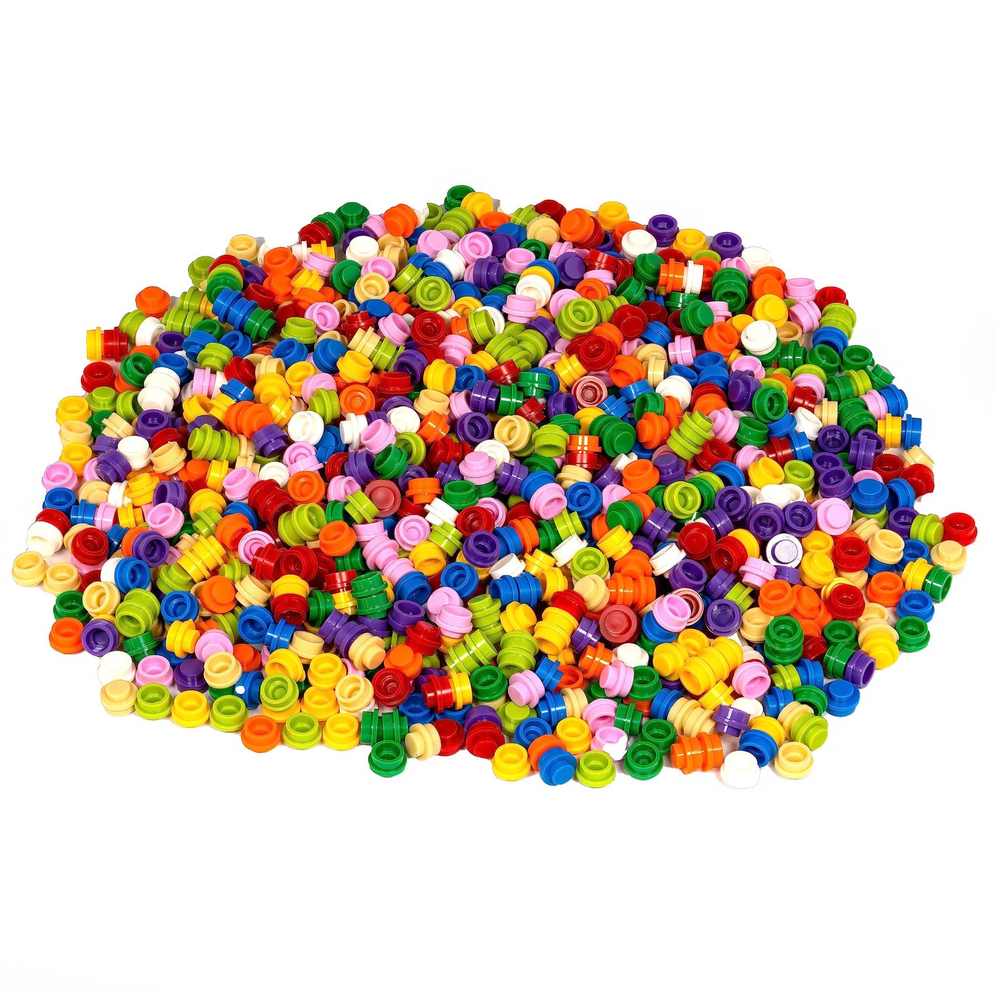 Minizfigs 1050PCS Multicolor 1x1 Round Plates | Bulk Building Blocks Parts and Pieces Rainbow Dots Pieces Circle Studs Flat Bric