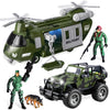 JOYIN Military Vehicles Toy Set of Friction Powered Transport Helicopter and Military Truck with Light and Sound Siren and Army Men Soldier Action Figures for Kids Presents for Kids