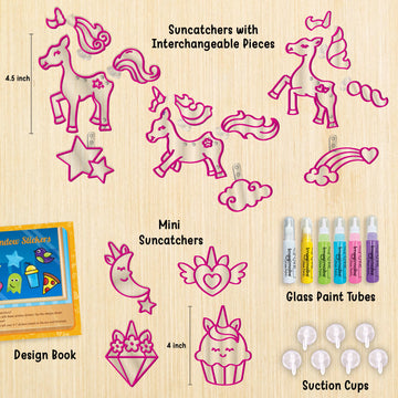 Imagimake Unicorn Window Art Painting Kit - Suncatcher Craft Supplies for Girls Ages 5-8, Perfect Birthday Gift for Kids