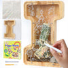 weallbuy Large Letter Piggy Bank for Kids Boys Girls Wooden Personalized Piggy Banks A-Z with Target Area Clear Alphabet Banknote Coin Banks for Gift Decoration Baptism (I)