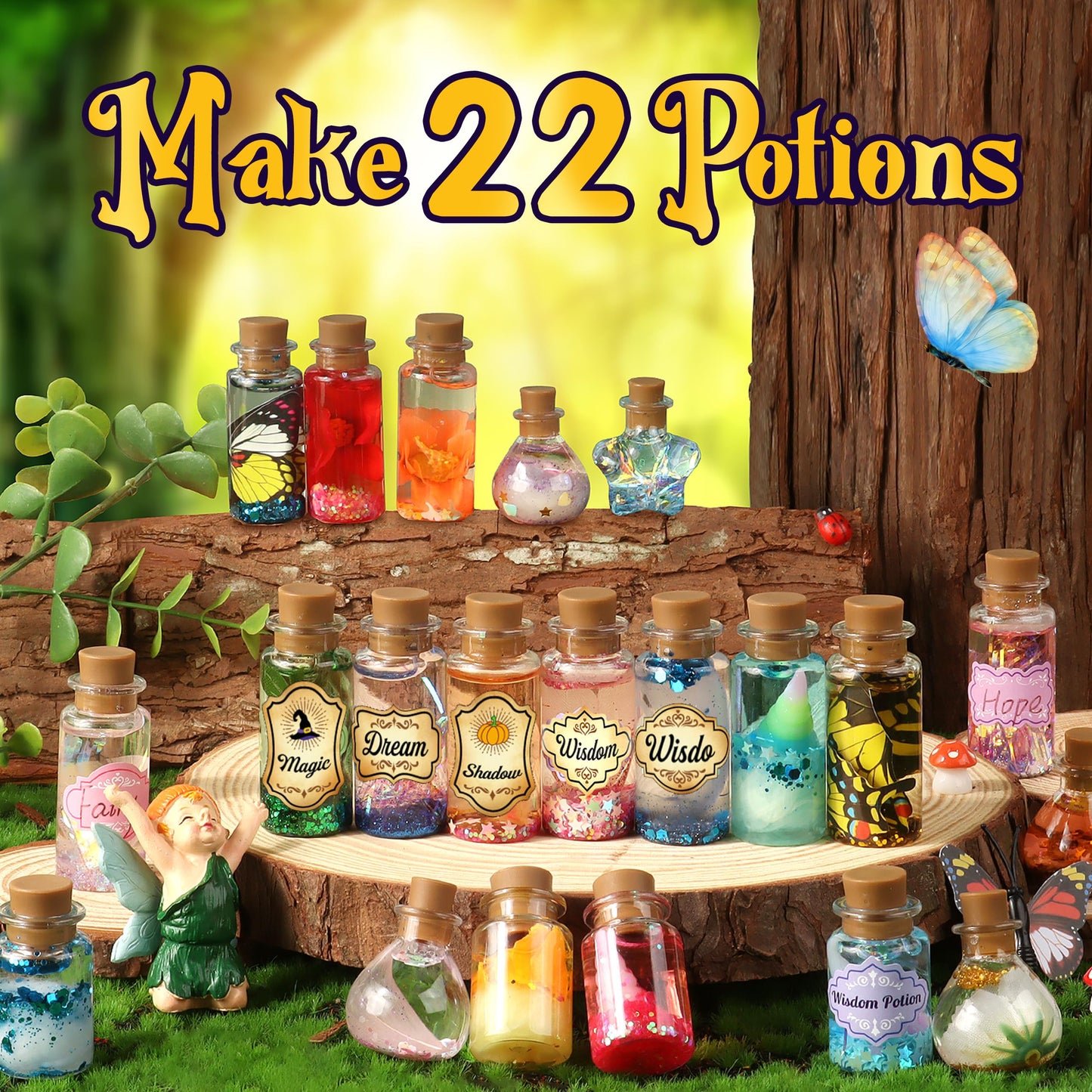 Wookidel Fairy Magic Kit For Kids With 22Pcs Potion Bottles, Potions Making Craft Kit - Gift For Christmas, Birthday, Creative Art Craft Toys For Girls Boys 6 7 8 9 10 12 Year Old