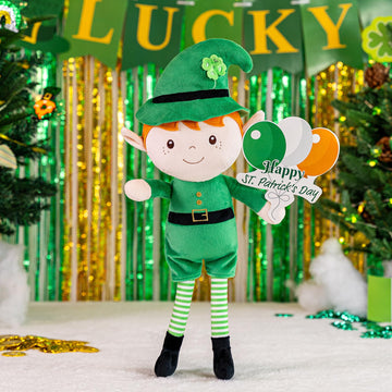 Gloveleya 16 Personalized St Patrick's Day Plush Doll - Cute Custom Green Boy Soft Toy for Girls - Unique Irish Gift