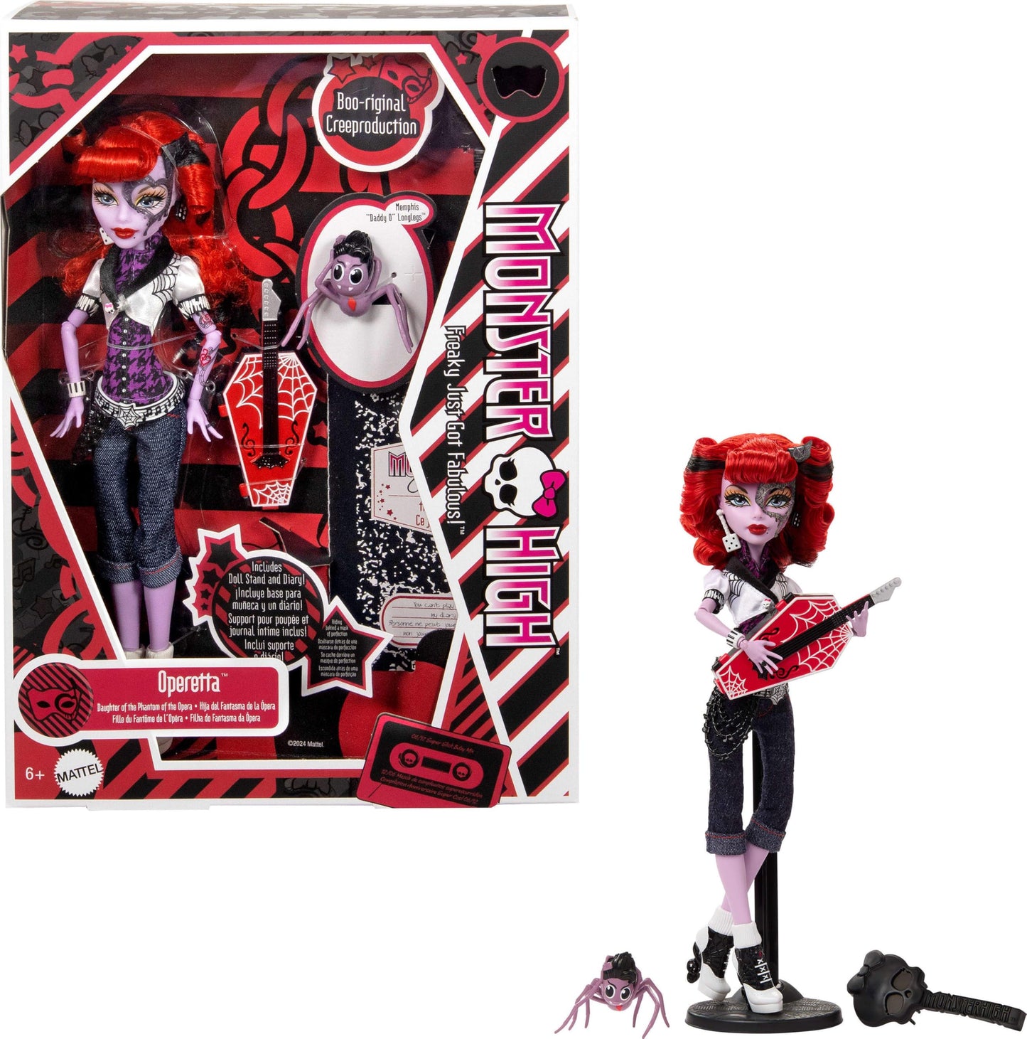 Monster High Boo-Riginal Creeproduction Doll, Operetta Collectible Reproduction With Doll Stand, Diary, And Pet Spider Memphis D