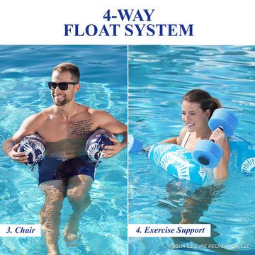Waterlife 4-In-1 Pool Hammock 2-Pack, Inflatable Pool Chair Float, Water Hammock (Saddle, Lounge Chair, Hammock, Drifter), Navy