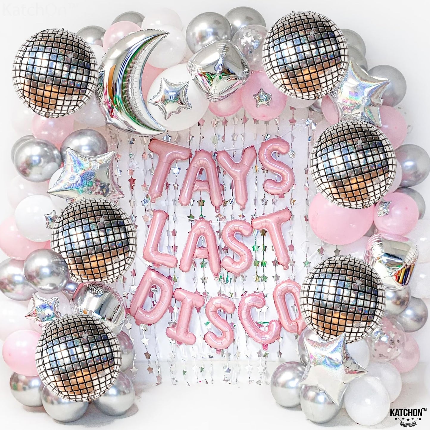Katchon, Big Silver Disco Ball Balloons - Pack Of 6, Disco Party Decorations | 4D Metallic Disco Balloons For Disco Bachelorette Party Decorations | Prom Balloons, Graduation Decorations Class Of 2025