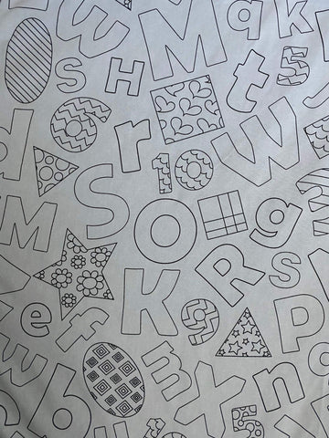 The Coloring Table - Learning Fun Design - Square Tablecloth - Fabric Coloring Tablecloth - Colorable Designs - Washable And Reu