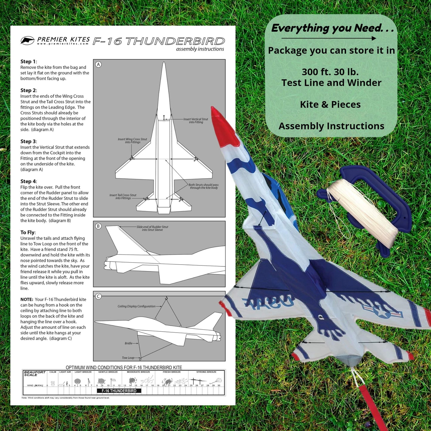 Premier Kites 3D Jet Kite - F16 Thunderbird