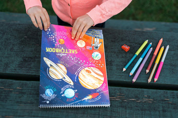 Eeboo: Solar System Sketchbook/60 Pages, Multicolor, Inspires Artists Of All Ages, Allows Doodling, Coloring, Sketching, Or Crea