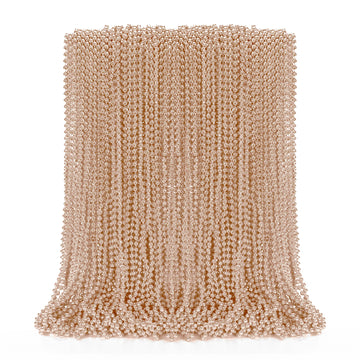 EOBOH 72PCS Mardi Gras Beads, Metallic Rose Gold Christm Bead Necklace Party Favors, 33 Mardi Gras Necklace Stuff, Festival Para