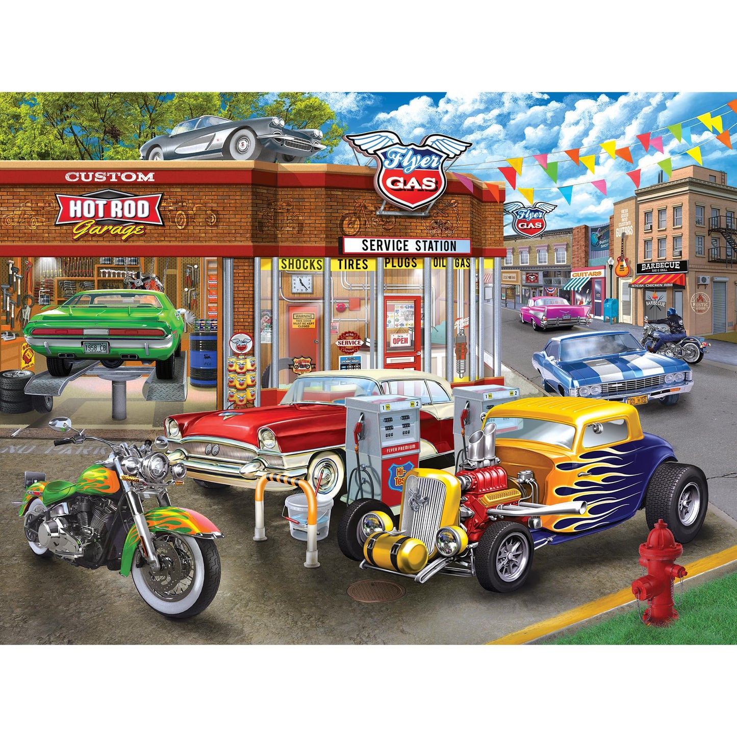 Roseart - American Nostalgia - Hot Rod Garage - 550 Piece Jigsaw Puzzle For Adults