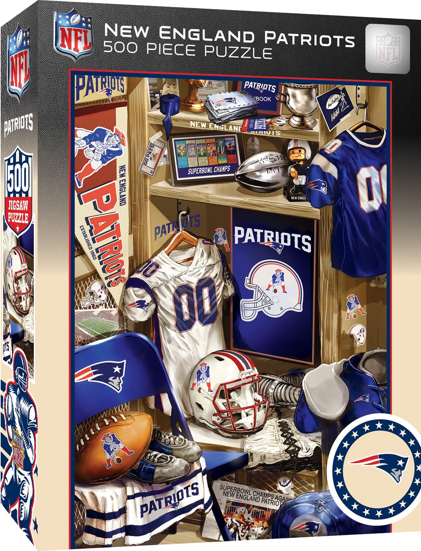 Masterpieces Game Day 500 Piece Jigsaw Puzzle For Adults - Nfl New England Patriots Locker Room - 15'X21'
