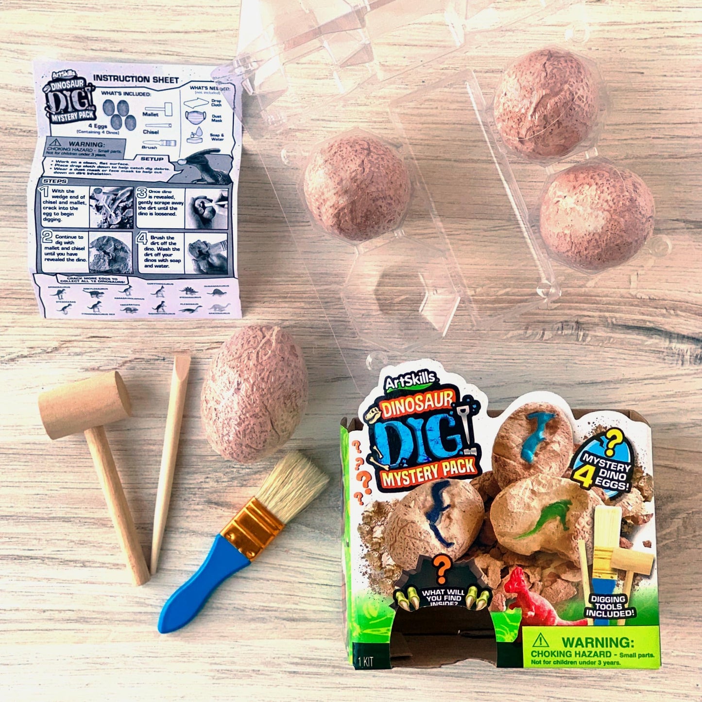 Artskills Dinosaur Eggs Excavation Dig Kit, Mystery Box Of 4 Dino Eggs - Collect All 12 Toy Dinosaurs