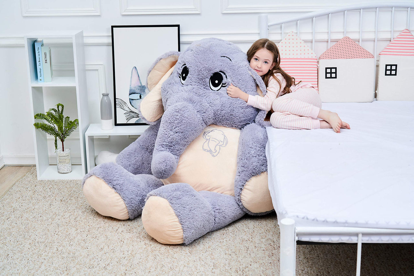 Ikasa Giant Elephant Stuffed Animal Plush Toys Gifts (Gray, 72 Inches)