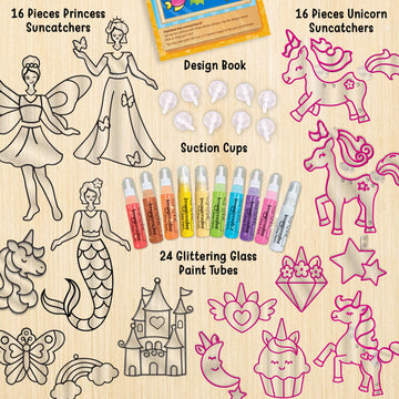 Imagimake Window Art Princess & Unicorn | Suncatcher Kit | Unicorn Toys For Girls Age 5-8 | Craft Kits For Girls Ages 8-12 | Gifts For 5 Year Old Girls