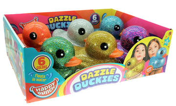 Ja-Ru, Giant Glitter Rubber Ducks Metallic Colors 7'' (6 Units Assorted) Fidget Toy For Kids, Sensory Play Stress Relief Stockin