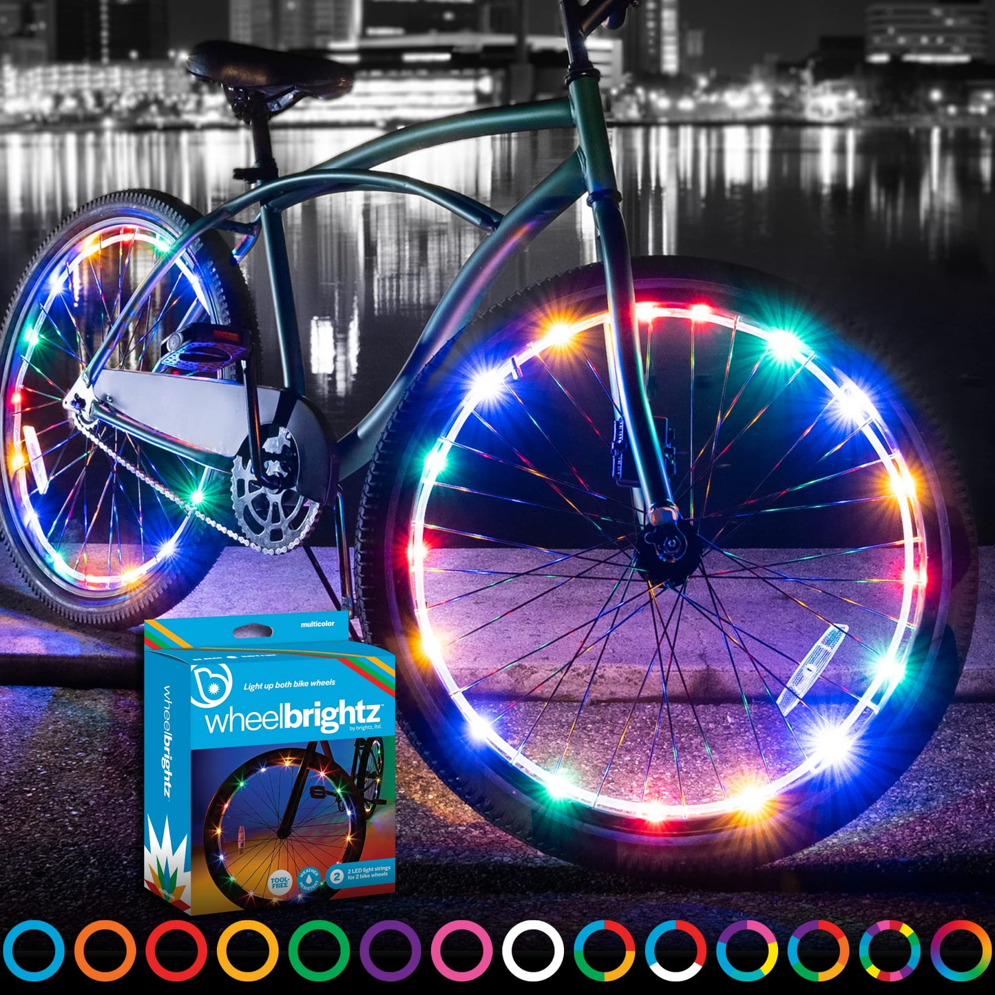Bike Wheel Lights (2 Tires) Multi-Color Wheelbrightz Bike Tire Lights Bike Lights For Wheels Bicycle Wheel Lights Bike Spoke Lig