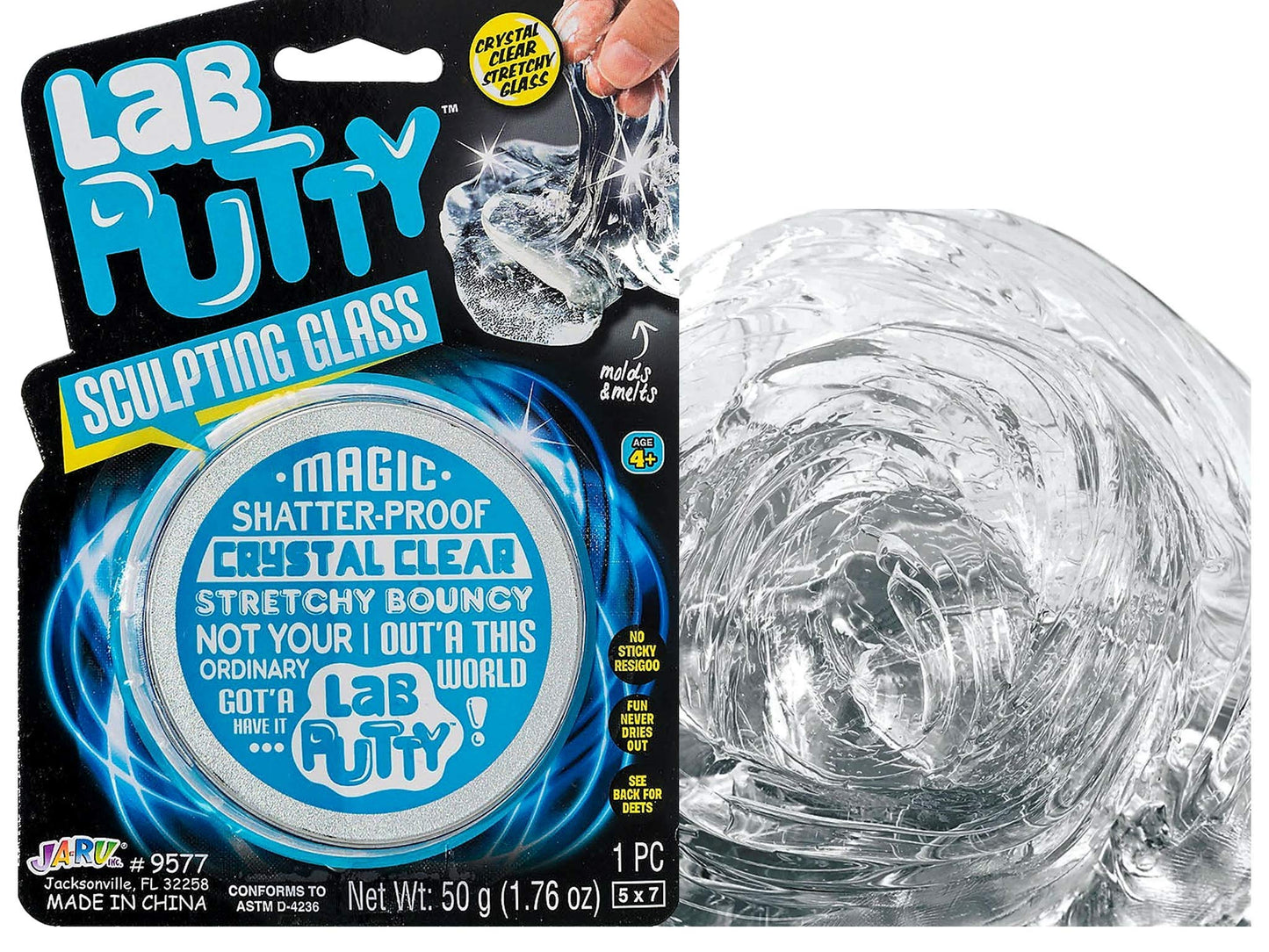 Ja-Ru Lab Putty Clear Slime Fidget Putty With Tin Case (1 Unit) Bouncing Sensory Putty For Kids. Non Sticky Slime Party Favors For Kids. Stress Relief Anger Management Toys. 9577-1A